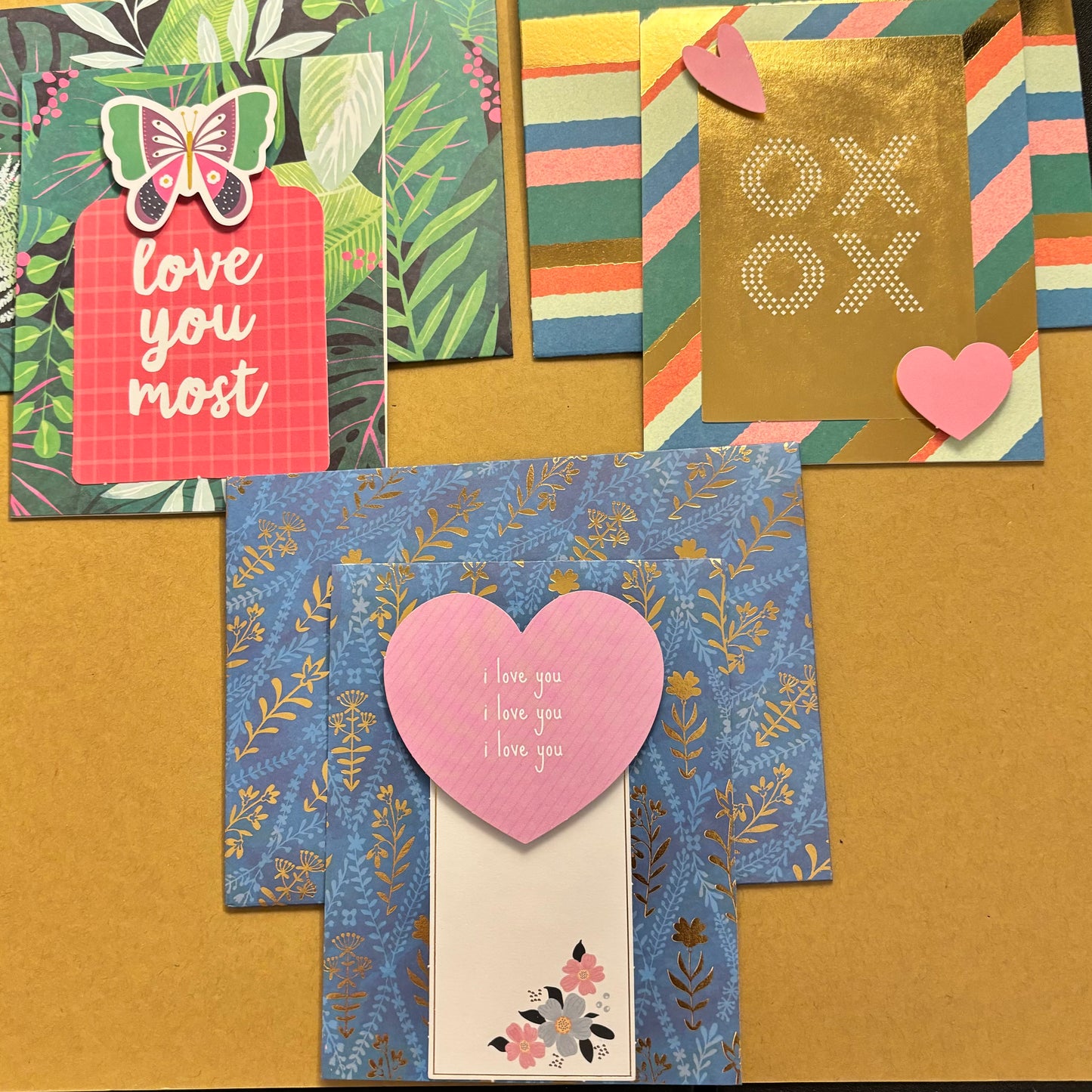 3 Pack greeting cards with matching envelopes