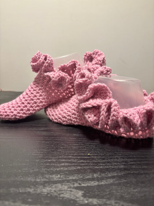 Crochet Ruffle Slippers